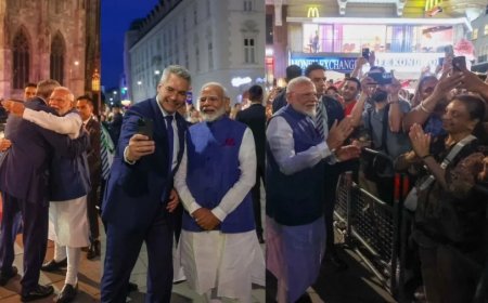 PM Modi Austria Visit: PM मोदी का ऑस्ट्रिया में जोरदार स्वागत, चांसलर कार्ल नेहमर ने लगाया गले और खींची सेल्फी