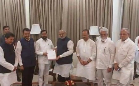 Maharashtra Politics:राज्यपाल को एकनाथ शिंदे ने सौंपा इस्तीफा, फडणवीस और अजित पवार भी रहे मौजूद