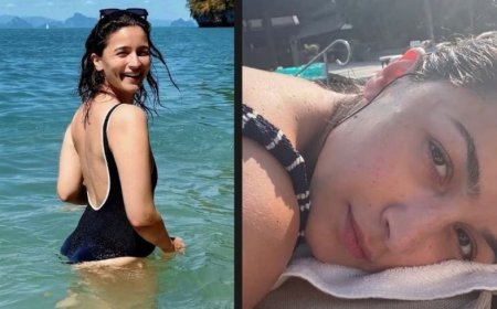 Alia Bhatt News:आलिया भट्ट का ब्लैक बिकिनी में नो मेकअप लुक, बीच किनारे धूप सेंकती