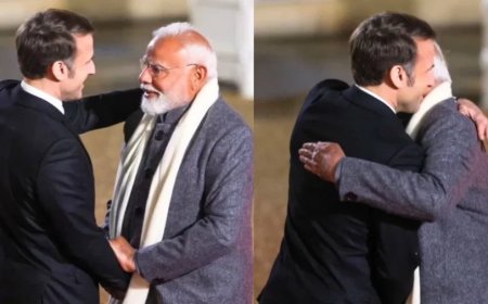 India-France Relations:PM मोदी का फ्रांस में राष्ट्रपति मैक्रों ने डिनर में किया स्वागत, गर्मजोशी से लगाया गले