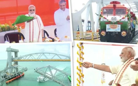 PM Modi In Tamil Nadu:ऊपर ट्रेन, नीचे से जहाज... तमिलनाडु के पंबन ब्रिज का PM ने किया उद्घाटन