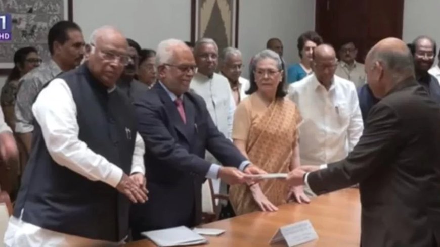 Vice President Election:विपक्ष के उपराष्ट्रपति पद के उम्मीदवार बी सुदर्शन रेड्डी ने किया नामांकन, कई बड़े नेता रहे मौजूद