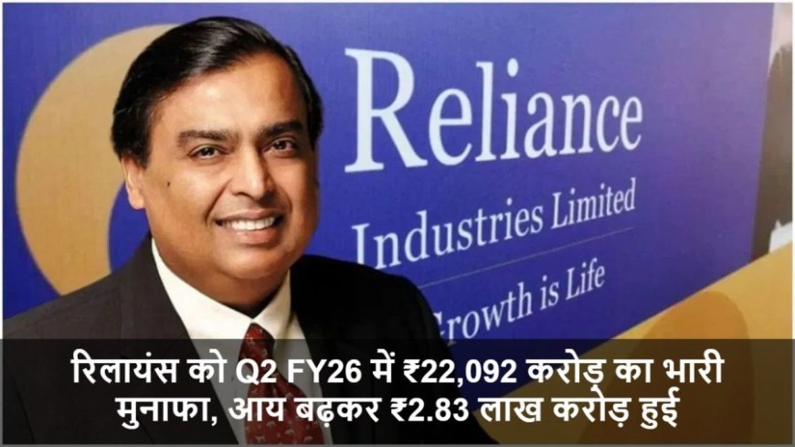 Reliance Q2 Results:रिलायंस को Q2 FY26 में ₹22,092 करोड़ का भारी मुनाफा, आय बढ़कर ₹2.83 लाख करोड़ हुई