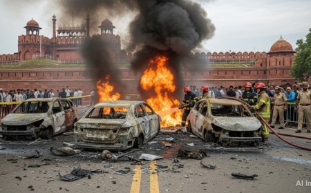 Red Fort Blast:दिल्ली में लाल किले के पास खड़ी कार में भीषण धमाका, तीन गाड़ियां जलकर खाक
