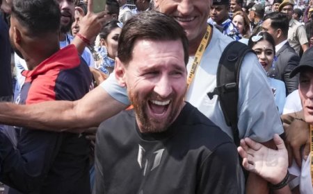 GOAT India Tour 2025:मेसी का 'GOAT इंडिया' टूर: कोलकाता में विवाद, हैदराबाद में राहुल से मुलाकात, आज मुंबई में सचिन से मिलेंगे