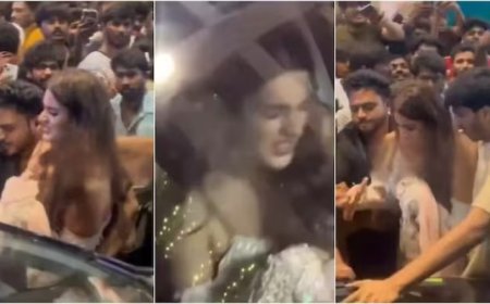Nidhhi Agerwal News:निधि अग्रवाल के साथ बदसलूकी: 'द राजा साब' के गाने के लॉन्च पर भीड़ ने घेरा, एक्ट्रेस डरी सहमी