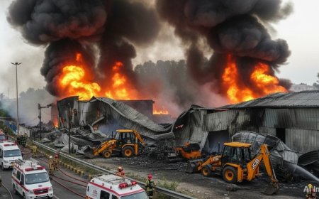 Fire In Jaipur:जयपुर में जेसीबी वर्कशॉप में भीषण आग: अजमेर रोड पर अफरा-तफरी, 12 लोग बचाए गए