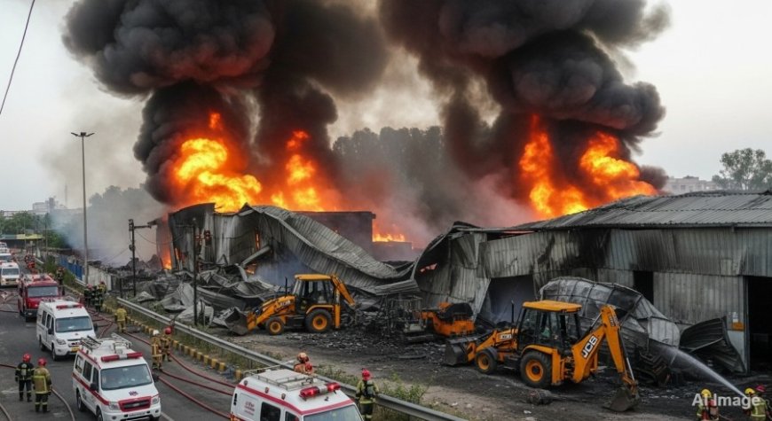 Fire In Jaipur:जयपुर में जेसीबी वर्कशॉप में भीषण आग: अजमेर रोड पर अफरा-तफरी, 12 लोग बचाए गए