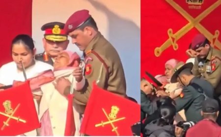 Lance Naik Pradeep Kumar:शहीद जवान के सेना पदक को ग्रहण करते समय मंच पर बेहोश हुईं मां, सैनिक ने संभाला