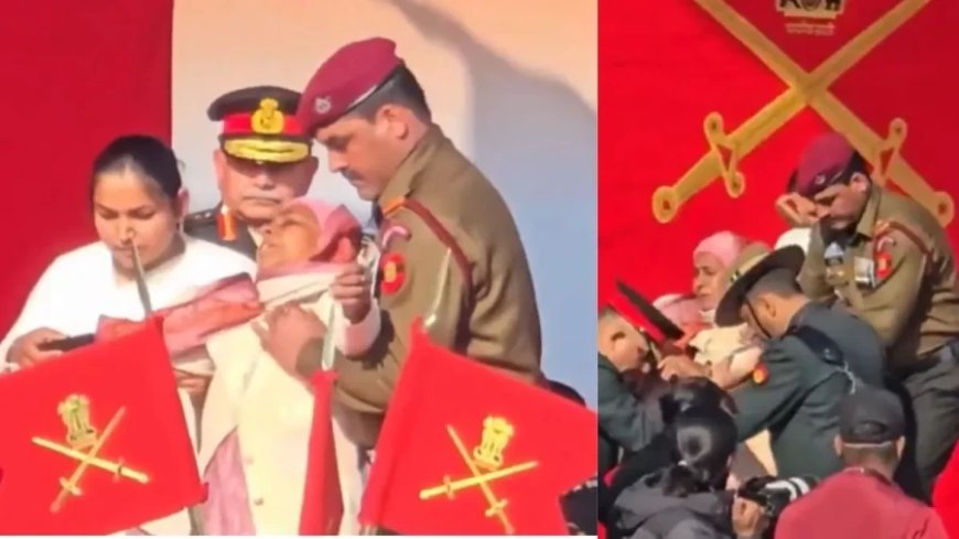 Lance Naik Pradeep Kumar:शहीद जवान के सेना पदक को ग्रहण करते समय मंच पर बेहोश हुईं मां, सैनिक ने संभाला