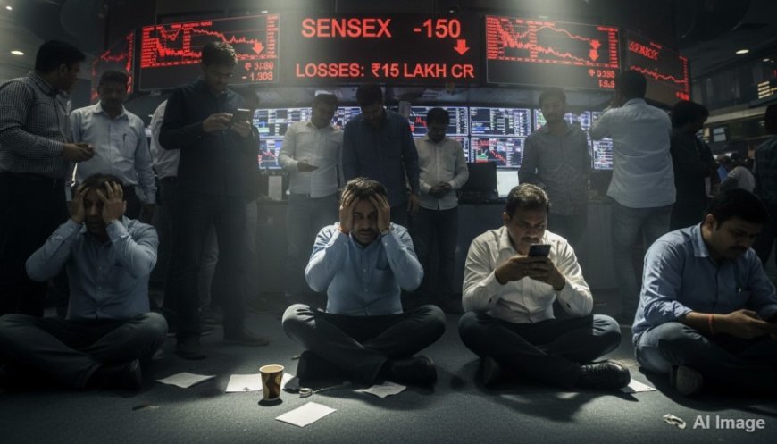 :शेयर बाजार में हाहाकार: सेंसेक्स 150 अंक लुढ़का, निवेशकों के 15 लाख करोड़ डूबे