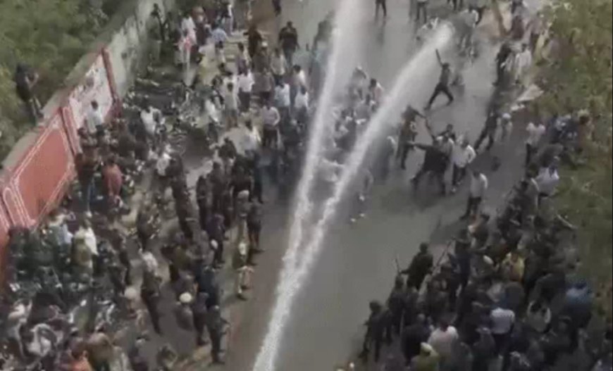 जयपुर: विधानसभा घेराव के दौरान कांग्रेस कार्यकर्ताओं पर पुलिस की कार्रवाई