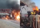 आंध्र प्रदेश: बस और ट्रक की टक्कर में 8 लोग जिंदा जले