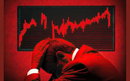 शेयर बाजार में भारी गिरावट: सेंसेक्स 1353 और निफ्टी 422 अंक लुढ़का