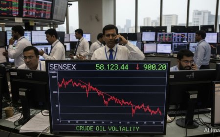 शेयर बाजार: सेंसेक्स ऊपरी स्तर से 900 अंक गिरा, कच्चे तेल में अस्थिरता