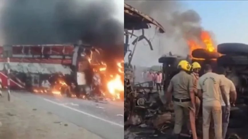 आंध्र प्रदेश: बस और ट्रक की टक्कर में 8 लोग जिंदा जले