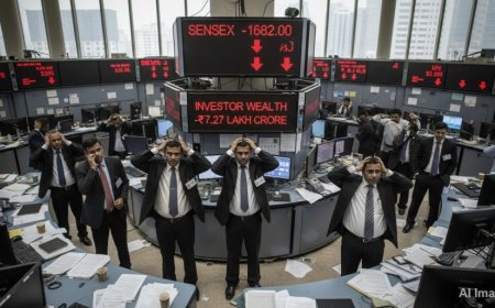 शेयर बाजार धड़ाम: सेंसेक्स 1682 अंक टूटा, निवेशकों के ₹7.27 लाख करोड़ डूबे