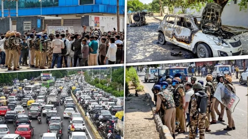 नोएडा में मजदूरों का उग्र प्रदर्शन: दिल्ली-गाजियाबाद बॉर्डर पर भारी जाम, सड़कें ठप