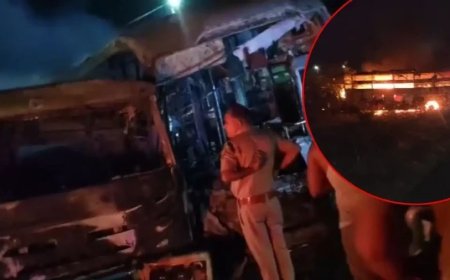 दिल्ली मुंबई एक्सप्रेसवे पर भीषण हादसा: दौसा में ट्रक से टकराकर आग का गोला बनी बस, 8 की मौत