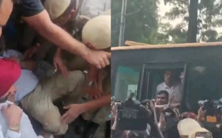 पीएम आवास के बाहर प्रदर्शन: पुलिस ने राहुल गांधी को उठाकर हटाया, प्रियंका और अखिलेश भी हिरासत में