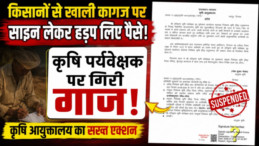 हनुमानगढ़ में किसानों से धोखाधड़ी के आरोप में कृषि पर्यवेक्षक निलंबित