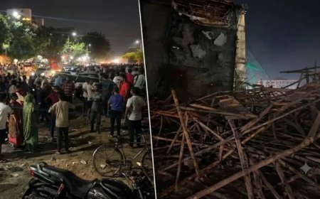 गांधीनगर में निर्माणाधीन इमारत का स्लैब गिरा, 15 मजदूर मलबे में दबे