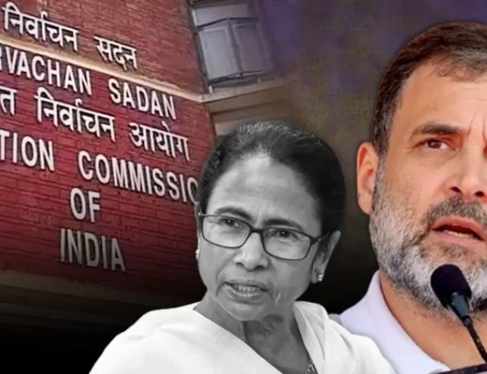 पार्टी चोरी के आरोप पर राहुल गांधी का हमला, ममता बनर्जी के समर्थन में चुनाव आयोग को घेरा