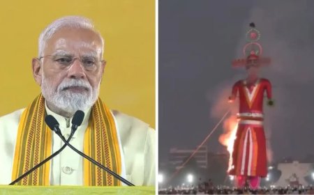 बुराई पर अच्छाई की प्रचंड जीत! पीएम मोदी और अमित शाह समेत देश के दिग्गजों ने किया रावण दहन, उमड़ी भारी भीड़